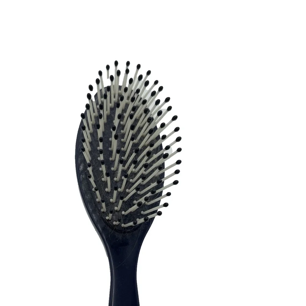 Estee Lauder Hair Brush Ball Tipped‎ Dark Blue Plastic Small Travel Purse 6.5